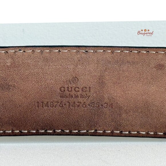 Authentic Gucci Black Guccissima Leather Gold Interlocking G Buckle Belt 85/34 - Picture 7 of 13